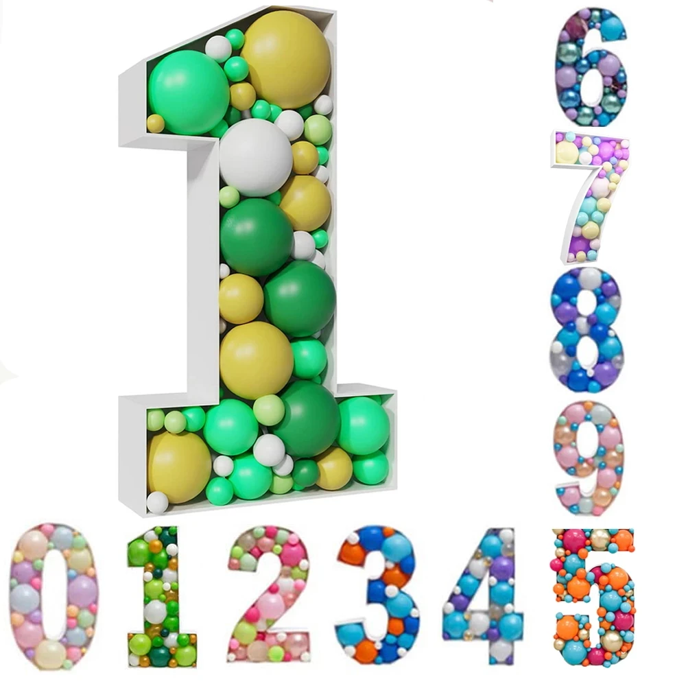 KT Board Cut-out DIY Birthday 0 To 9 Number Balloons Filling Box Frame Mosaic Heart Balls Box Wedding Decorations Party Backdrop