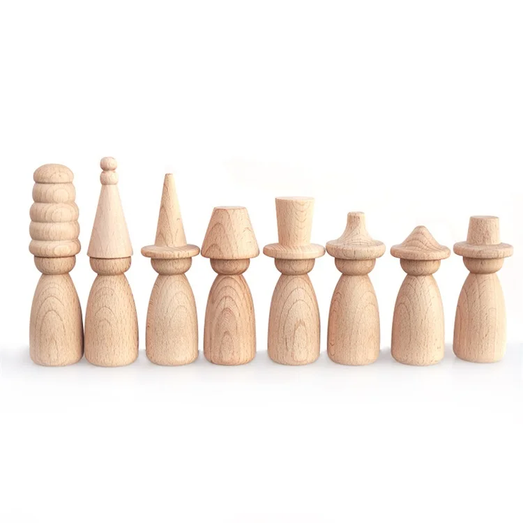 New Hat Changing Wooden Man Unfinished Wooden Peg Doll Bodies beech wood People Shapes mixed styles For Arts Crafts