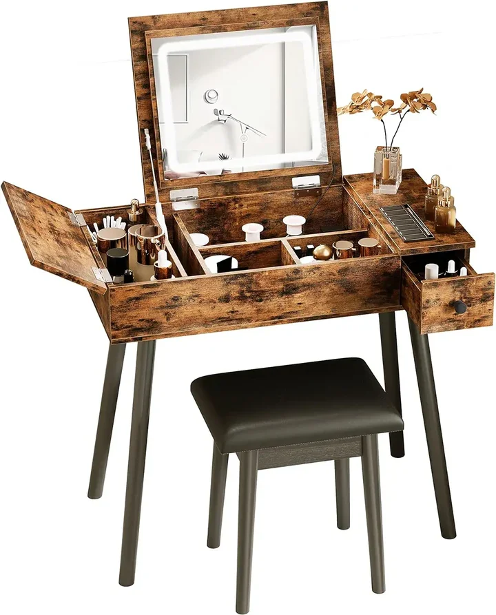 Wholesale flip top vanity set dressing table with drawers and cabinets