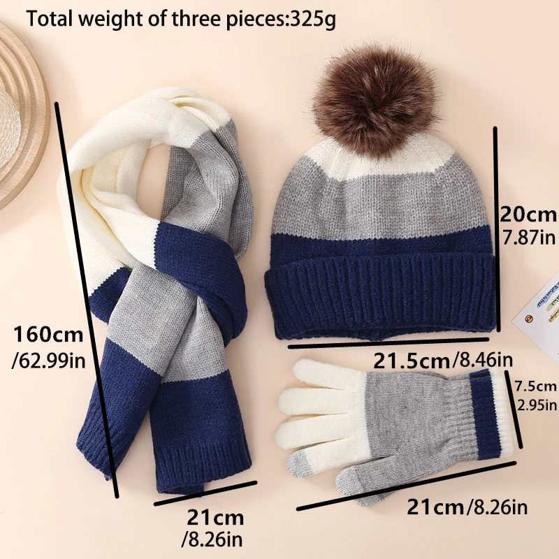 2025 Custom New Fashion Winter Beanie Hats Scarf Gloves Set for Children and Women