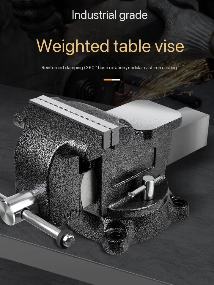 Home Drill Press Workbench Vise 4 8 Inch Heavy Duty Rotatable Steel Vise Precision Jaw Bearing Manual Drive Machinery Industry
