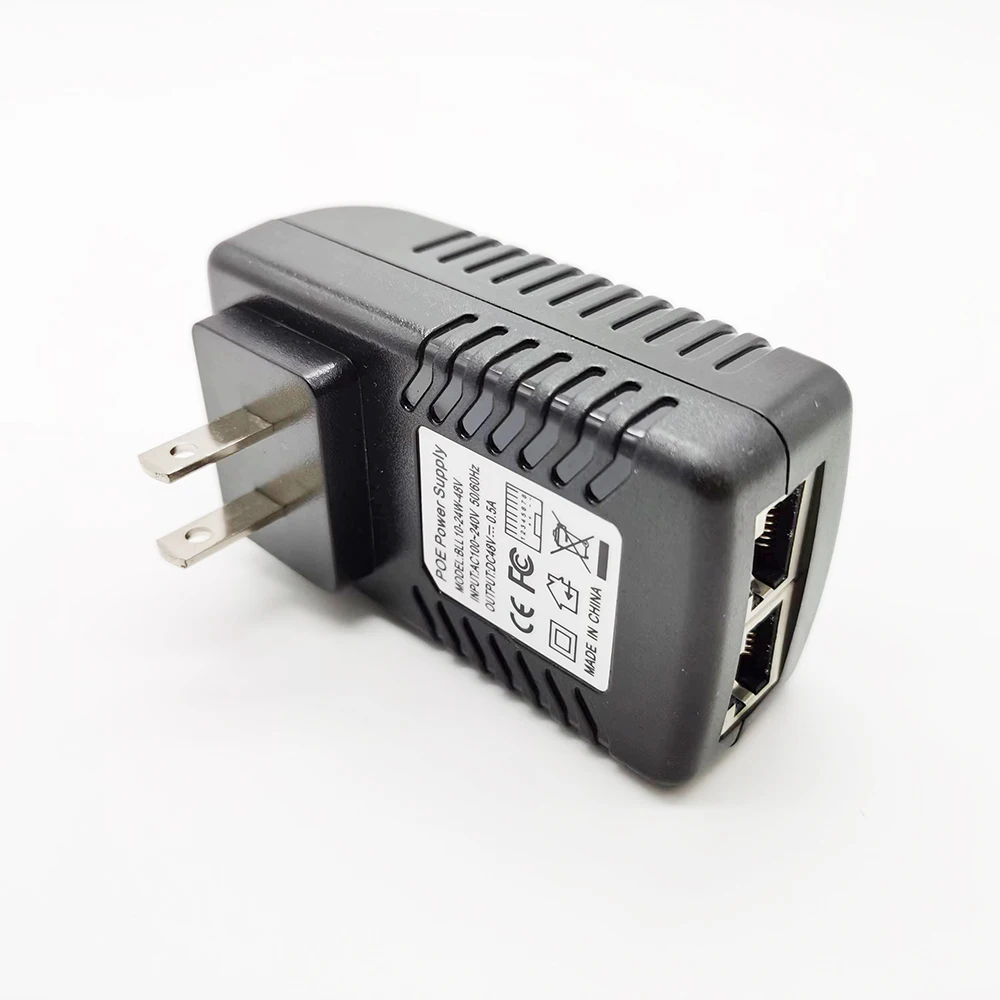 US Wall Plug POE Injector with 48V Power Supply IEEE802.3af for Most Cisco/Polycom/Aastra IP Voip Phones Camera and More