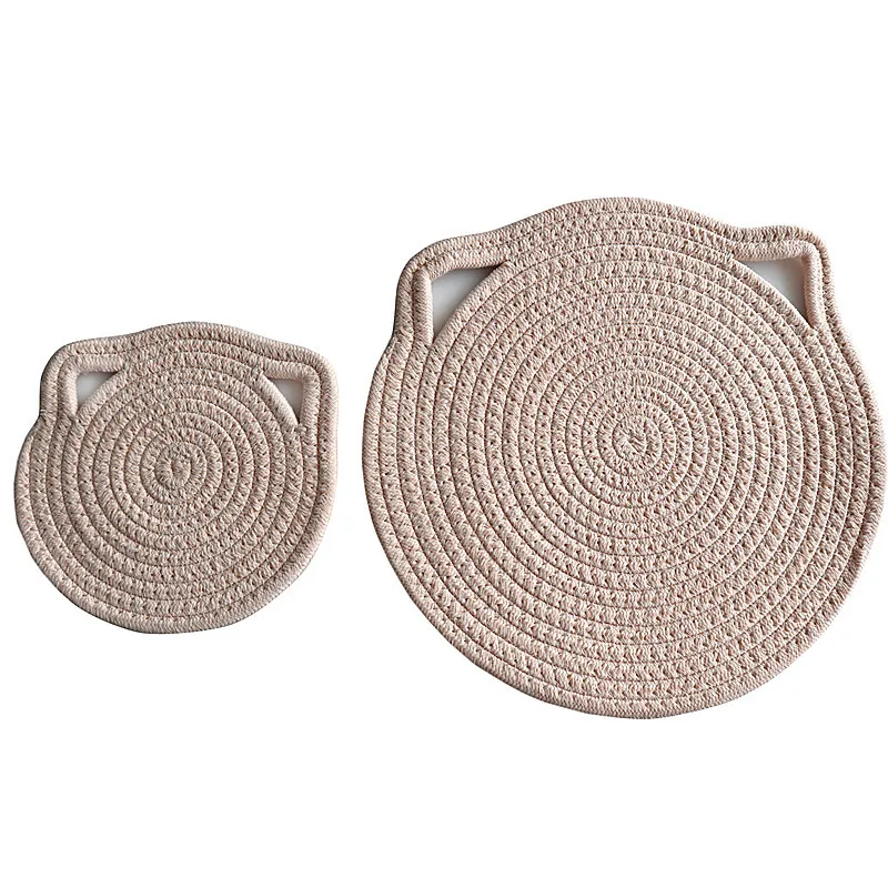 decorative braided crochet fabric woven round hungable Cute heat insulation pad dining mat yellow placemats for kids
