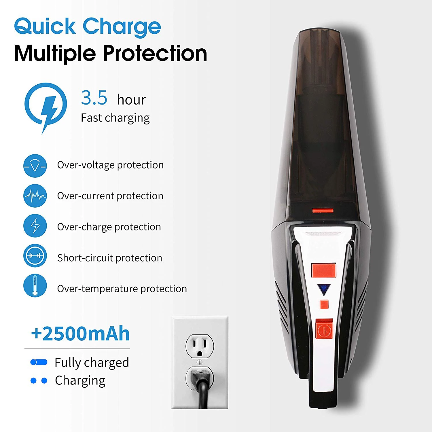 Bagless 100W 5500Pa 2 In 1 Wireless Rechargeable Car Vaccum Cleaner Cordless Mini