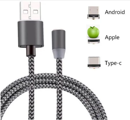 
High Quality 3 in 1 Nylon Braided Micro USB Magnetic fast charging Cable for Android for iphone for type c 