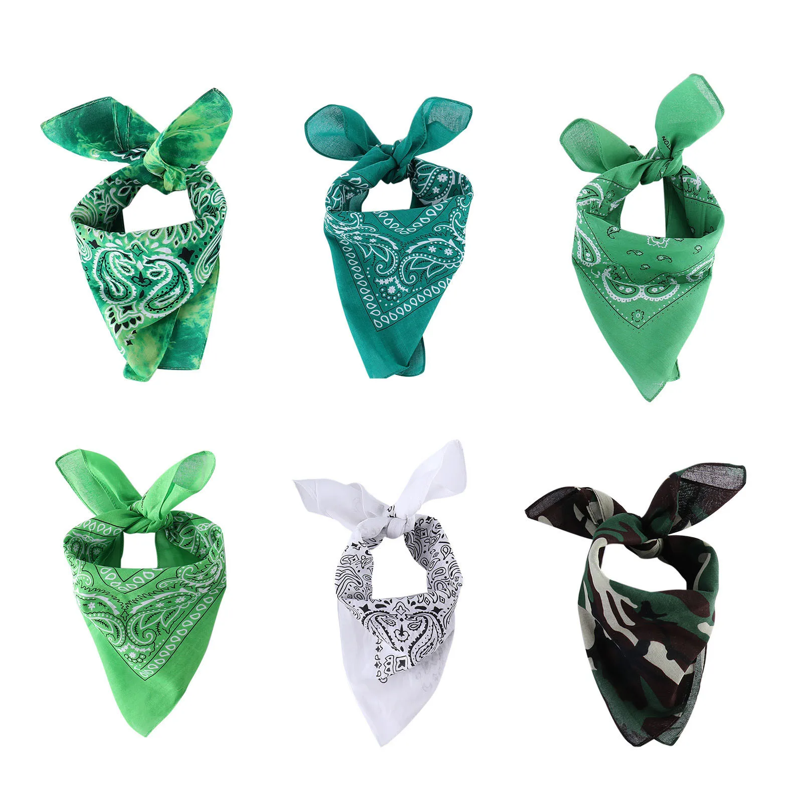 Wholesale custom Green  Bandanas Novelty Multipurpose cotton Bandana cotton Paisley Bandanas for Men Women