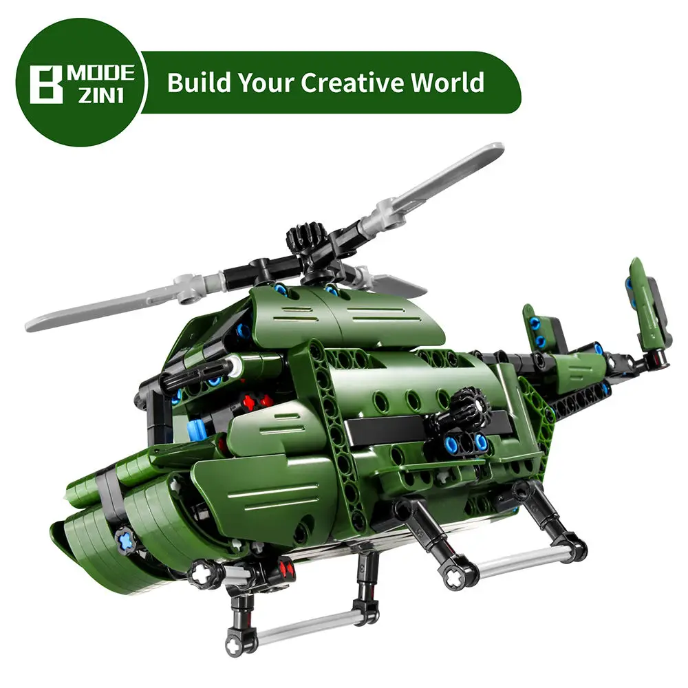 IM.Master Technical Creative Military Helicopter Model Bricks Stem Kit Air Force Weapon Toys For Kids Gifts Building Blocks Sets