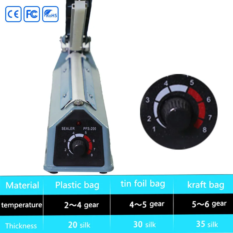 PFS--200I hot sale portable durable manual packing heat sealer aluminium foil sealing machine