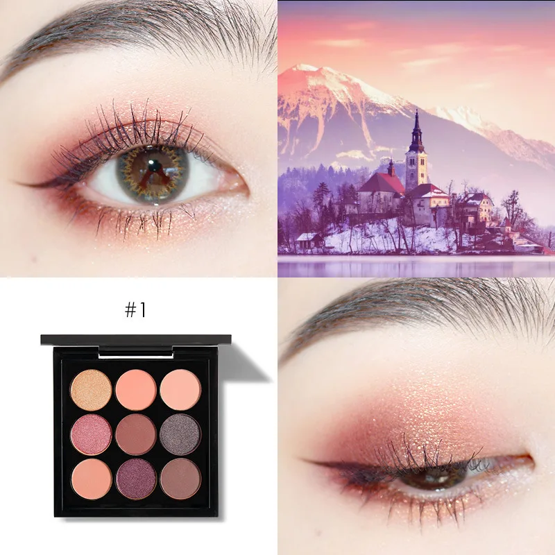 9 Color matte shimmer and marbled pressed glitter eyeshadows forever vegan eyeshadow palette custom