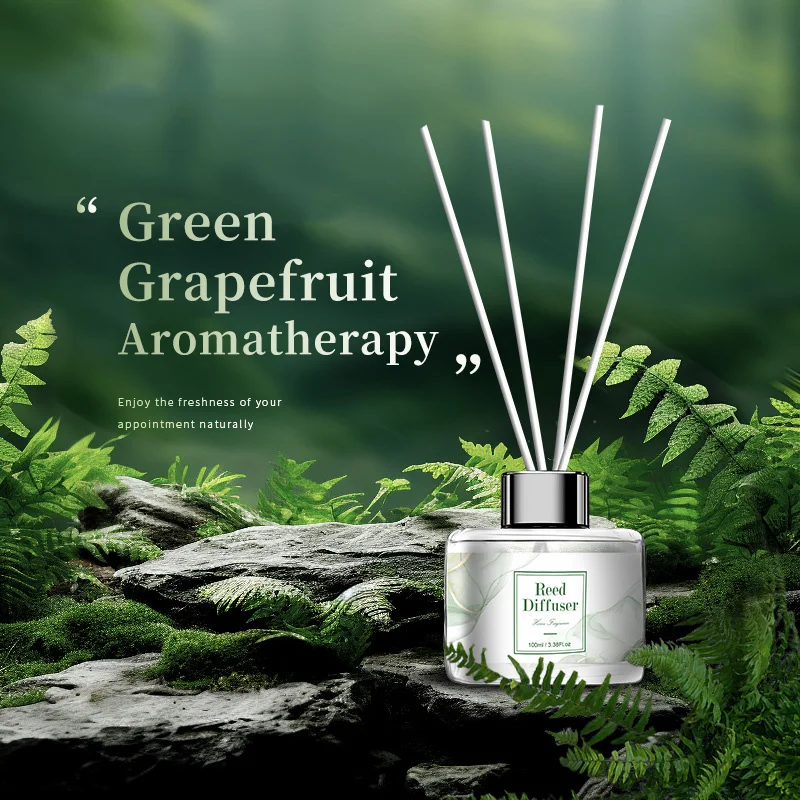 Wholesale Luxury Reed Diffuser Gift Sets Flower Fragrance Diffuser Essential Oil With Green Box Rattan Sticks