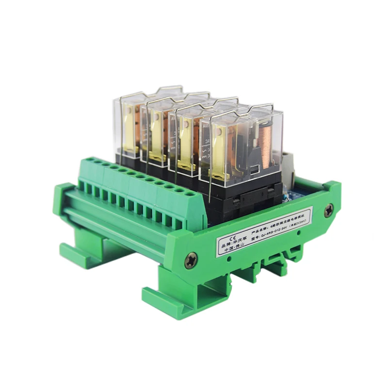 Huaqingjun 4-Channel Original O Relay Module 24VDC Electromagnetic Relays for PLC