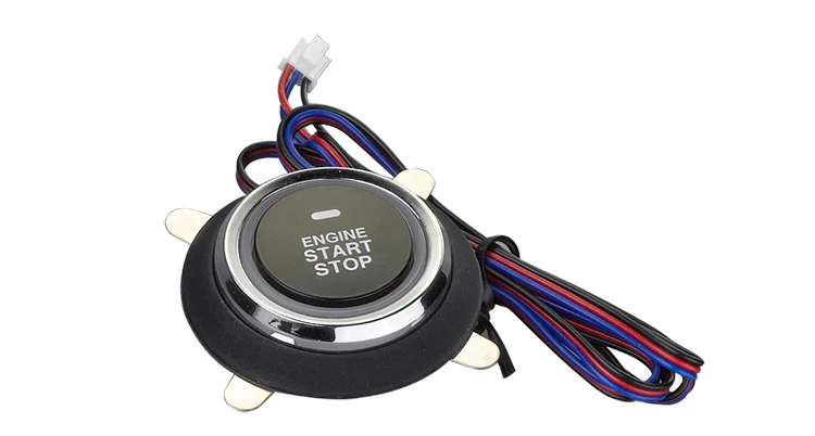 Auto rearming Car alarm push button engine start stop system with selectable push to start/remote start engine crank time