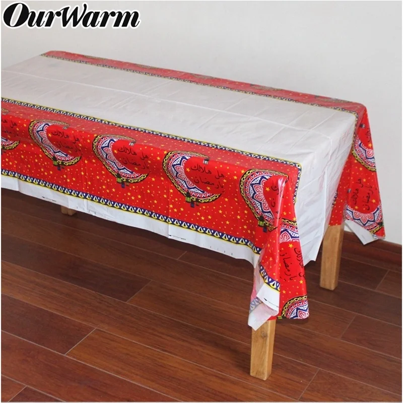 OurWarm 108*180 см Рамадан фестиваль звезда Луна пластиковая скатерть