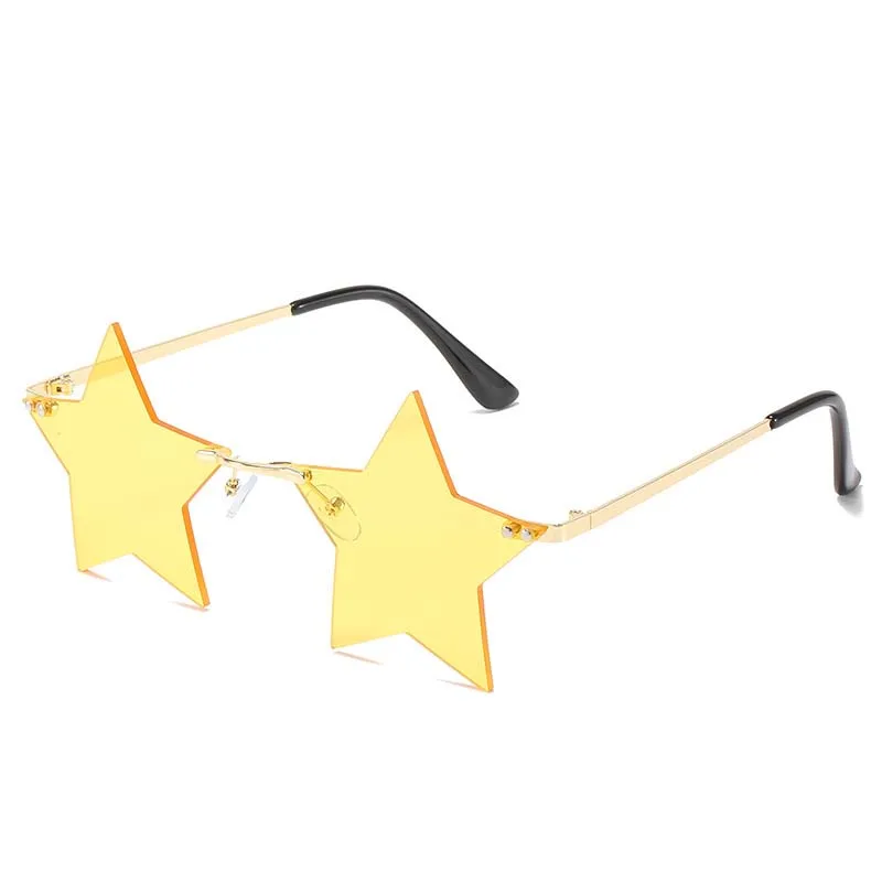 star funny party glasses festival ball women eyewear metal fashion rimless lens sun sunglasses
