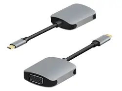 factory wholesales USB C to VGA Adapter 2 in 1 Hub USB3.0 Type C to 4K30Hz 1080P30Hz VGA