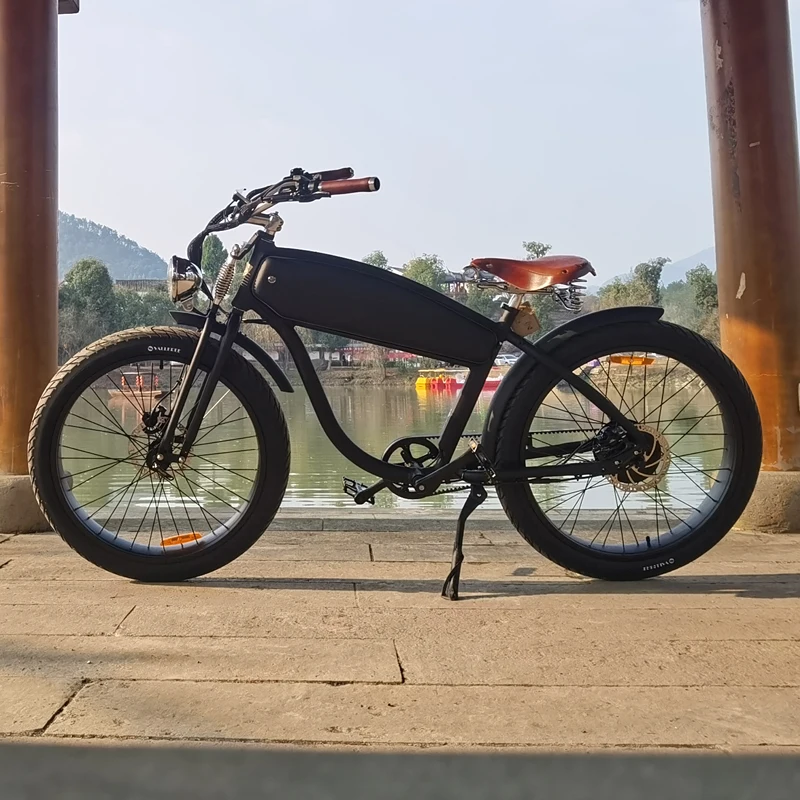 26inch electric fat tire bikes beach curise e bike 750w motor vintage lithium battery electric bicycle disc brake