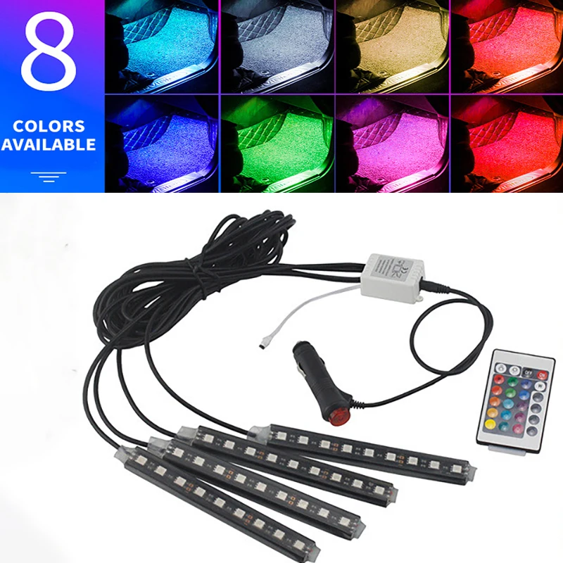 
Remote control car interior foot ambient led strip atmosphere lights for car decoration 