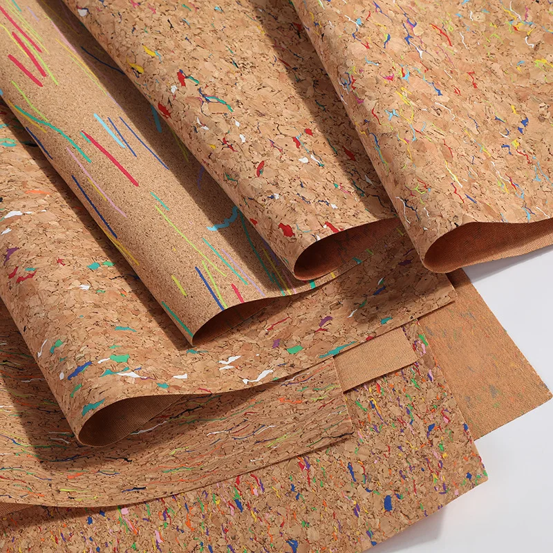 50% Cork Material 0.45-0.55 mm Eco Colors Cork Leather Vegan Cork Fabric for Bag Making Bags Handbags Notebook Crafts Material