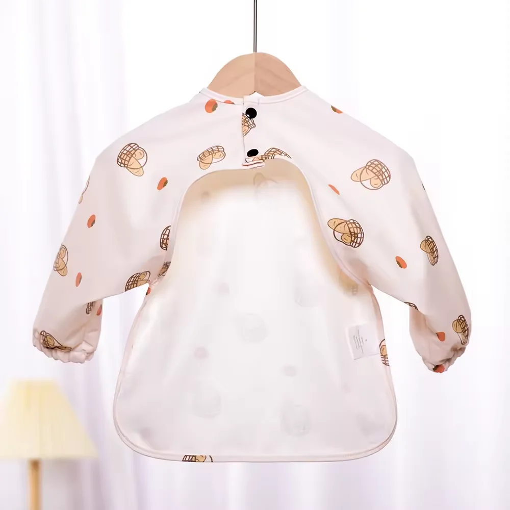Baby smock bib PU baby apron long sleeve bibs - Baby & Toddler Waterproof Smock with Tug-Pro 6-36month PU fabric Eco-friendly