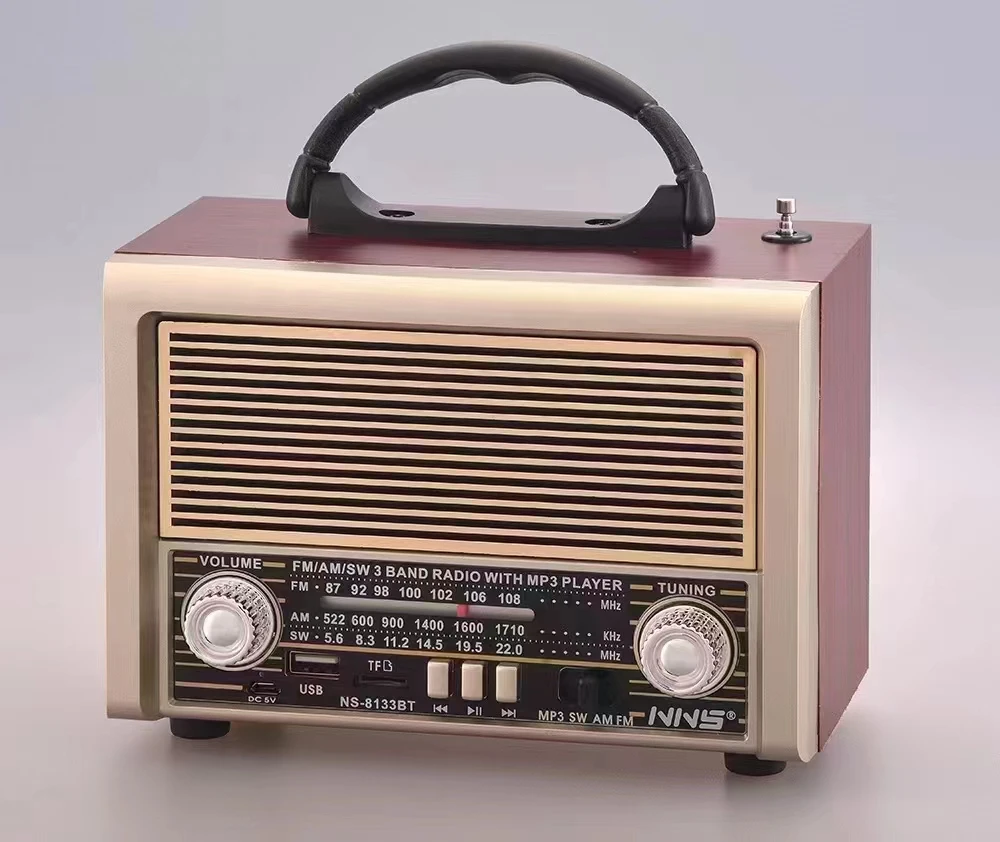 Good quality Vintage radio  home desktop Wooden AM FM SW 3  band Radio with bt Speaker NS-8133BT
