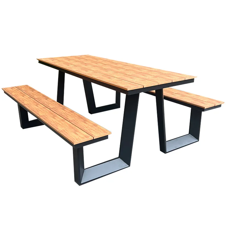 Hot Sale Traditional Outdoor Steel Bench Chair Modern Design Style Wood Panel for Public Park Garden Patio Iron Benches