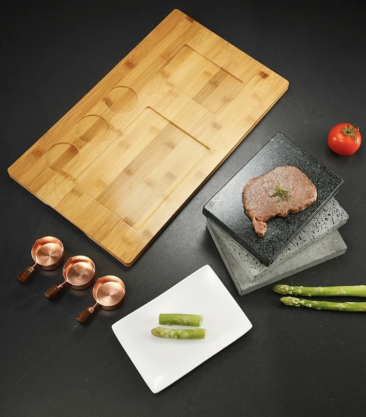 Restaurant stone hot cooking lava rock grill basalt rock sets for bbq indoor