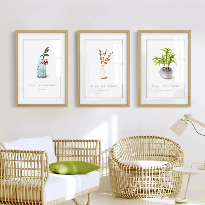 modern flower and plant nursery wall picture art mdf frame decorative painting
