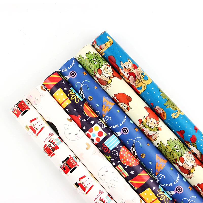 High quality Christmas  cartoon series  Wrapping Tissue Paper Custom Printed Santa Clausl Gift Wrapping Paper