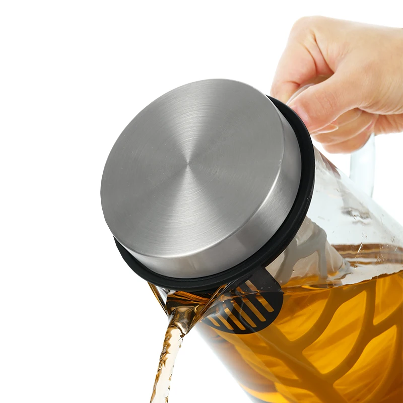 1.5l glass pitcher hot/cold water coffee brew maker jug iced tea pitcher jug stainless steel infuser lid
