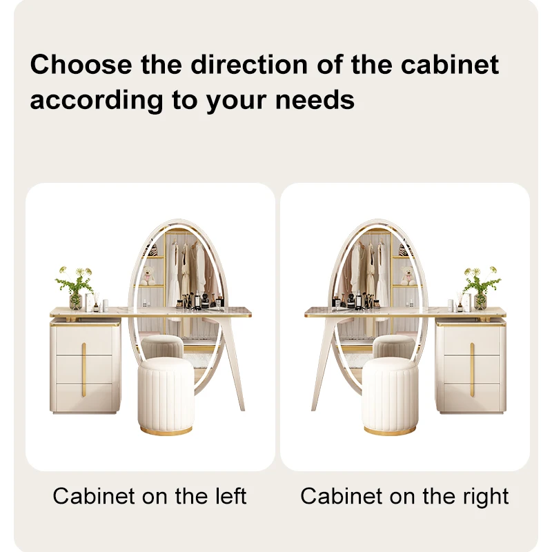 french luxury girls modern marble tv stand led makeup desk dressing table furniture with mirror chair and drawers for bedroom