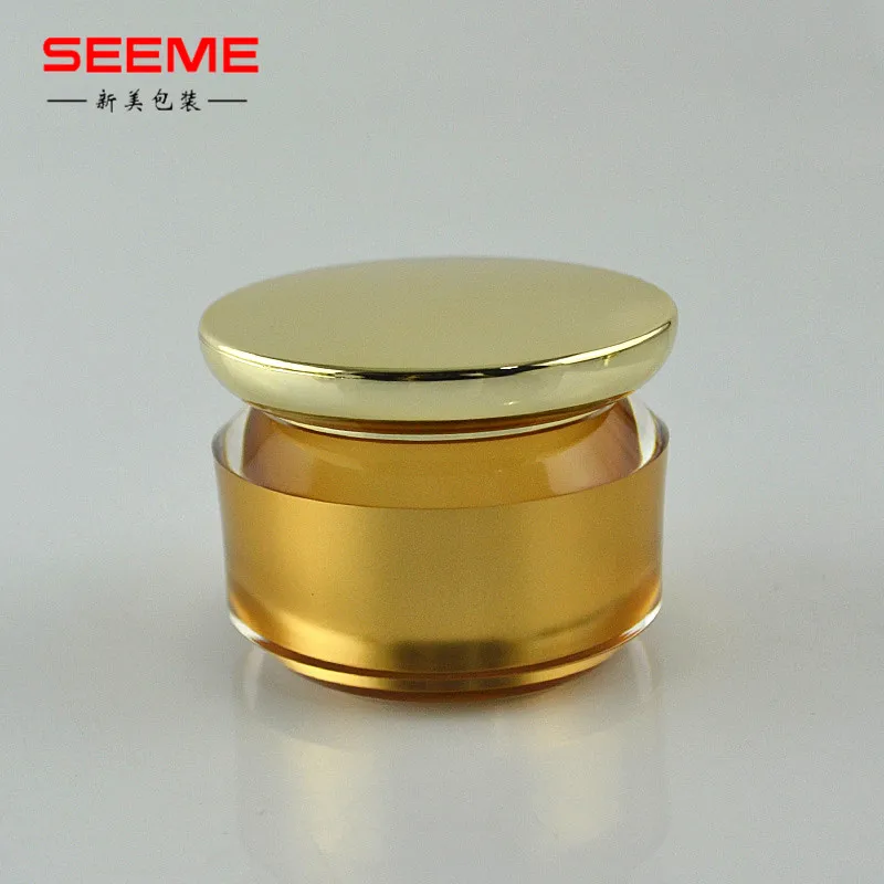 Golden Face Cream Jar Cream Acrylic Jar with Quality Cover 15ml 30ml 50ml Plastic Cosmetic Jar Skin Care Cream Cosmetic Packing