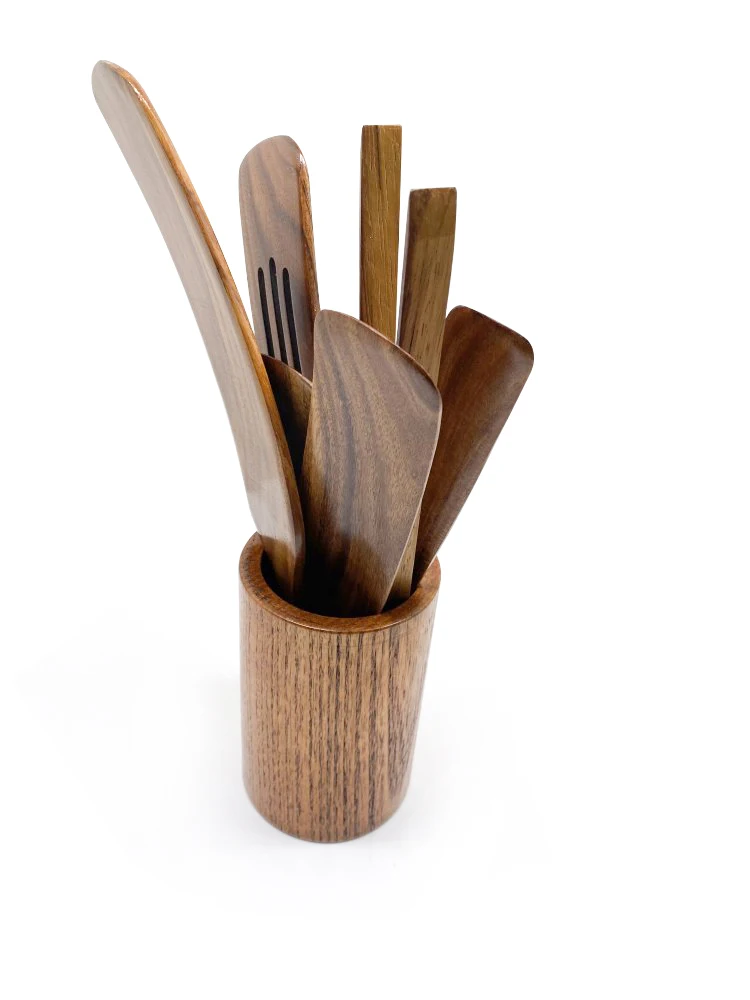 Custom stocked wood wooden spurtles set teak wood spurtle kitchen utensils for cooking