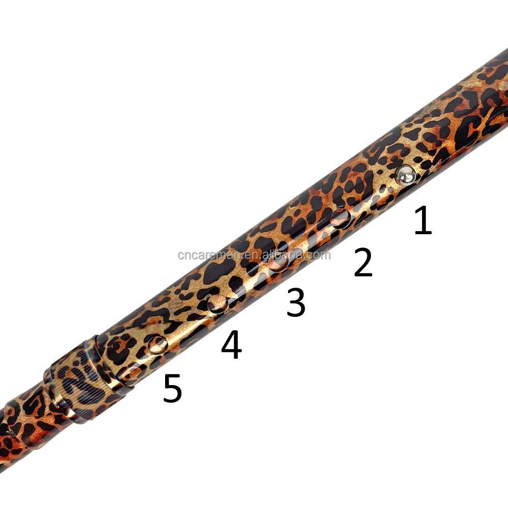 Leopard Print Folding Cane Walking Stick Wooden Handle Rubber Tip Collapsible Fashion Decorative Patterned 5 Adjustable Heights