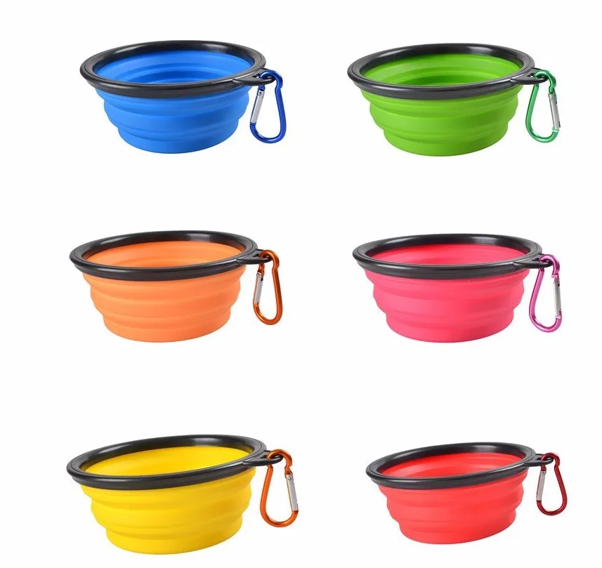 Hot Selling Collapsible Pet Dog Bowl,Silicone Portable Foldable Water Bowls with Carabiner Clip
