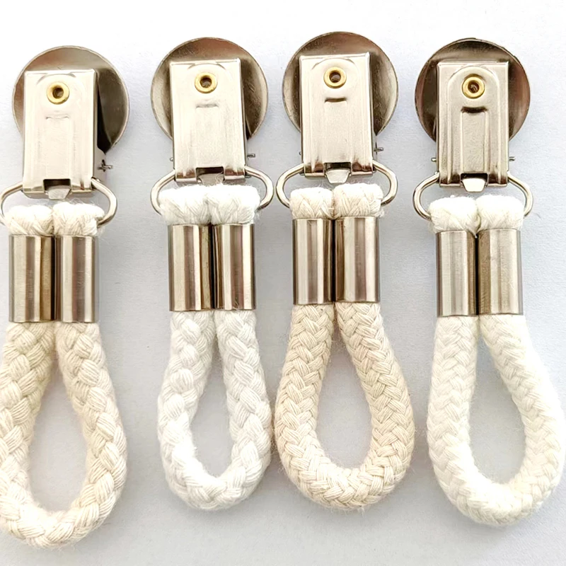Metal Kitchen Towels Clips Bathroom Cupboards Cloth Hanger Holder Brackets-Braided Cotton Loop Hanging Tea Towels Clip