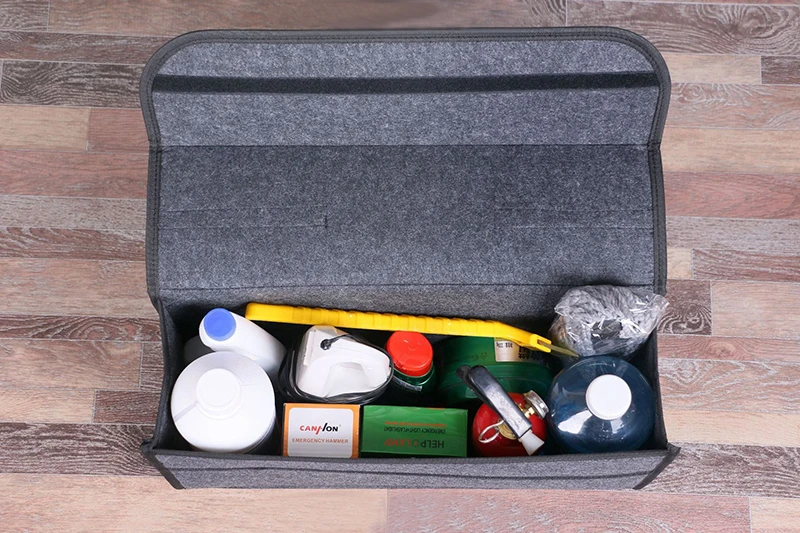Car Boot Organizer Box Car Cargo Container Storage Bags Soft Car Accessories Felt Organizer Bag Box For Sale