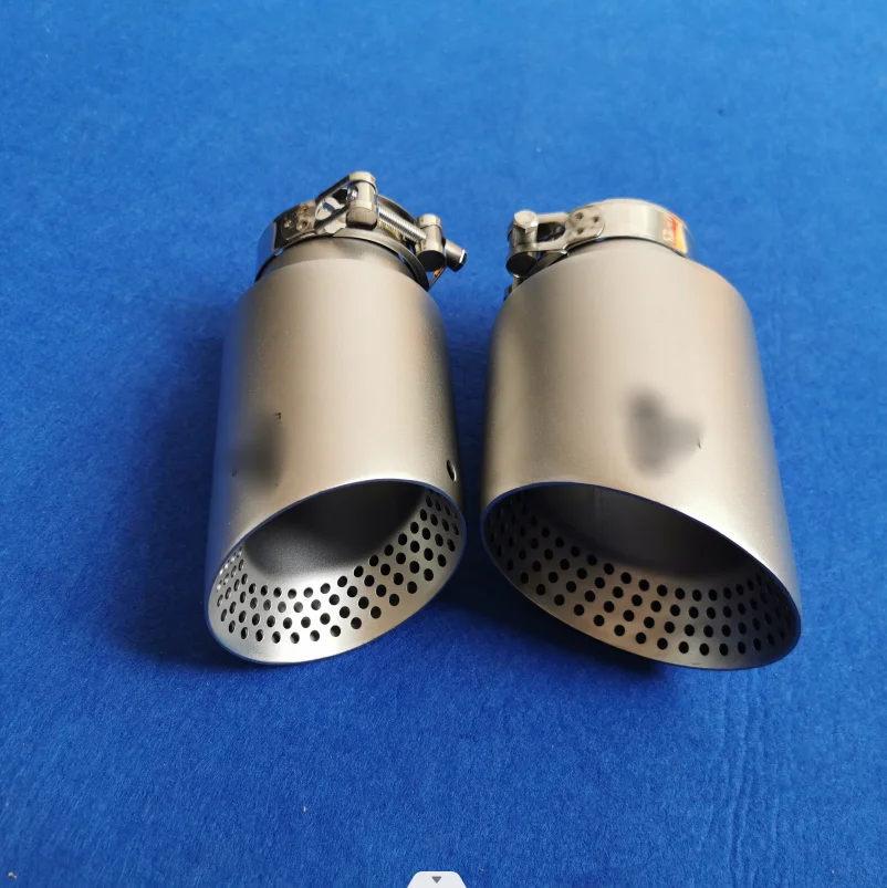 For Akrapovic style114mm Sand Blasting Stainless Steel Muffler pipes for VW Golf Exhaust grid MufflerpipesTips