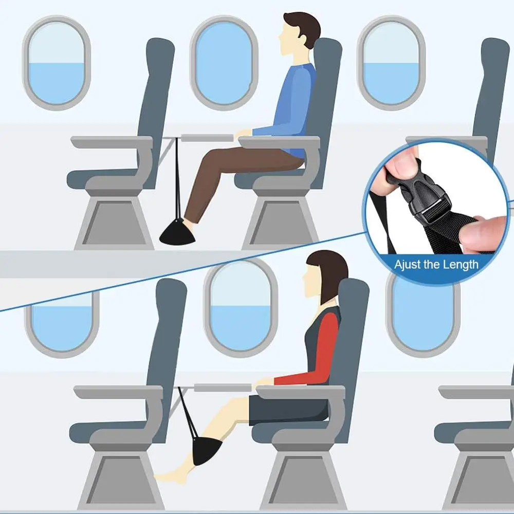 Airplane Footrest, Foot Hammock Adjustable Height Plane Foot Rest