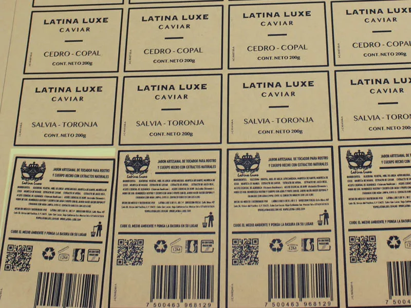 Wholesale self adhesive kraft paper sticker recyclable candle jars warning barcode printer transparent gold foil label