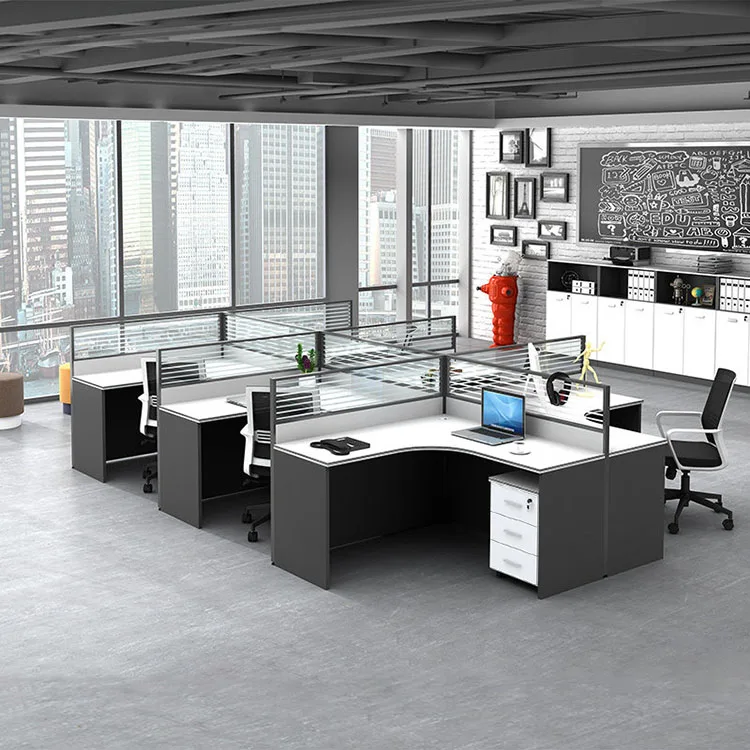 China Manufacturer Modern Modular Office Furniture Workstation 4 Seater Office Workstation Desk