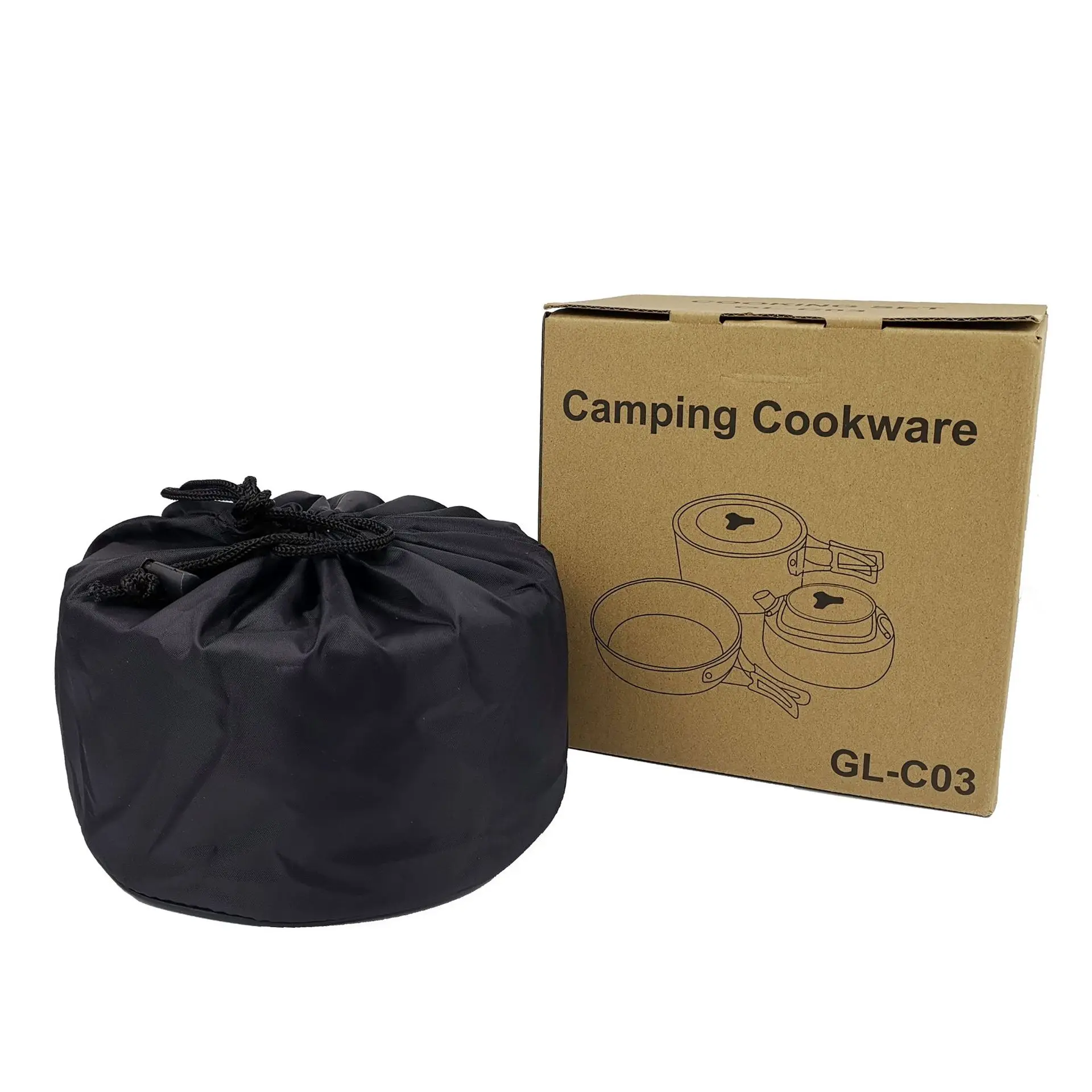 Factory Direct Price Camping Stainless Portable Cookware Set 2 To 3 People Outdoor Pot Cover