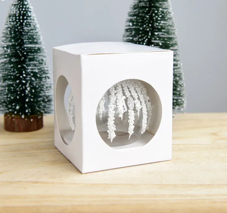 Custom Painted 8CM Christmas Glass Balls with Logo Pattern Christmas Tree Decoration Festival Ornaments