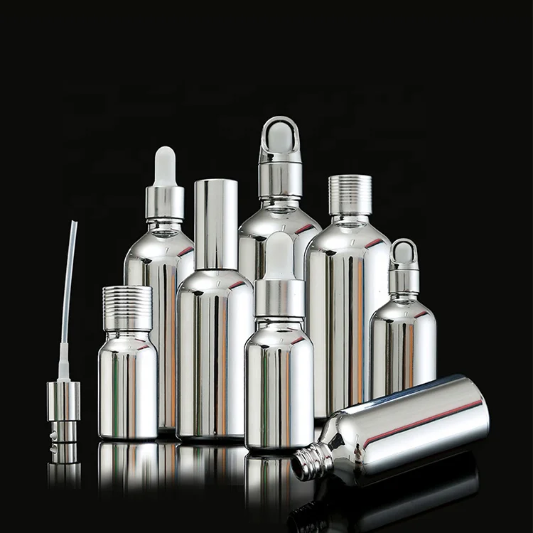 Luxury electroplating glass dropper essential oil bottle
