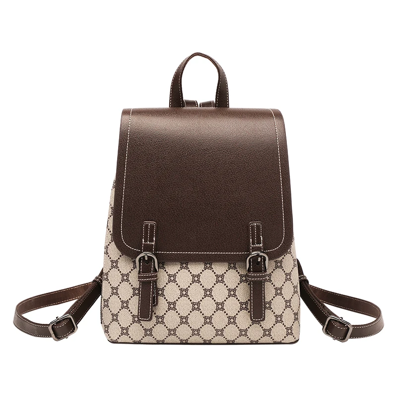 Factory Outlet Ladies Bags Elegant British Black Checkered Backpack