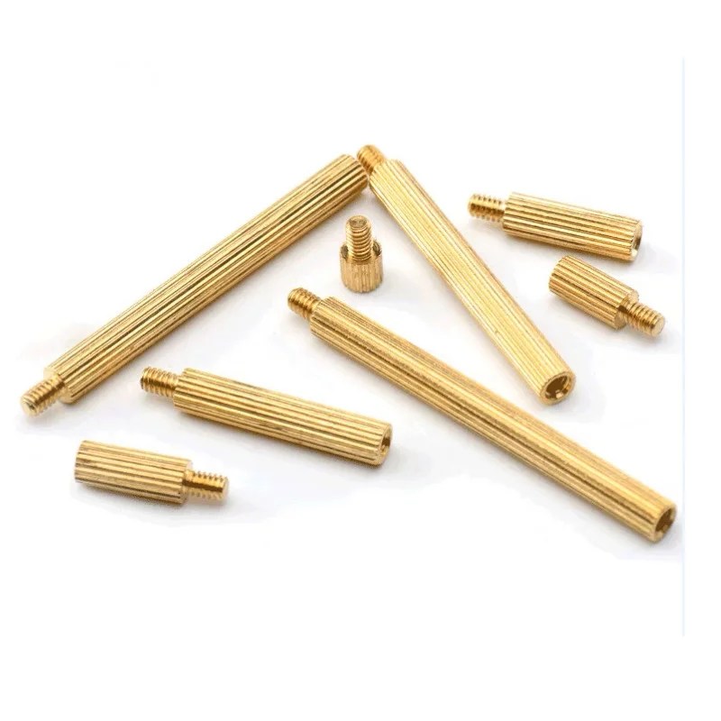 Brass Copper Knurled Round Female To Female Standoff M2 Threaded Thought Hole Pcb Spacer