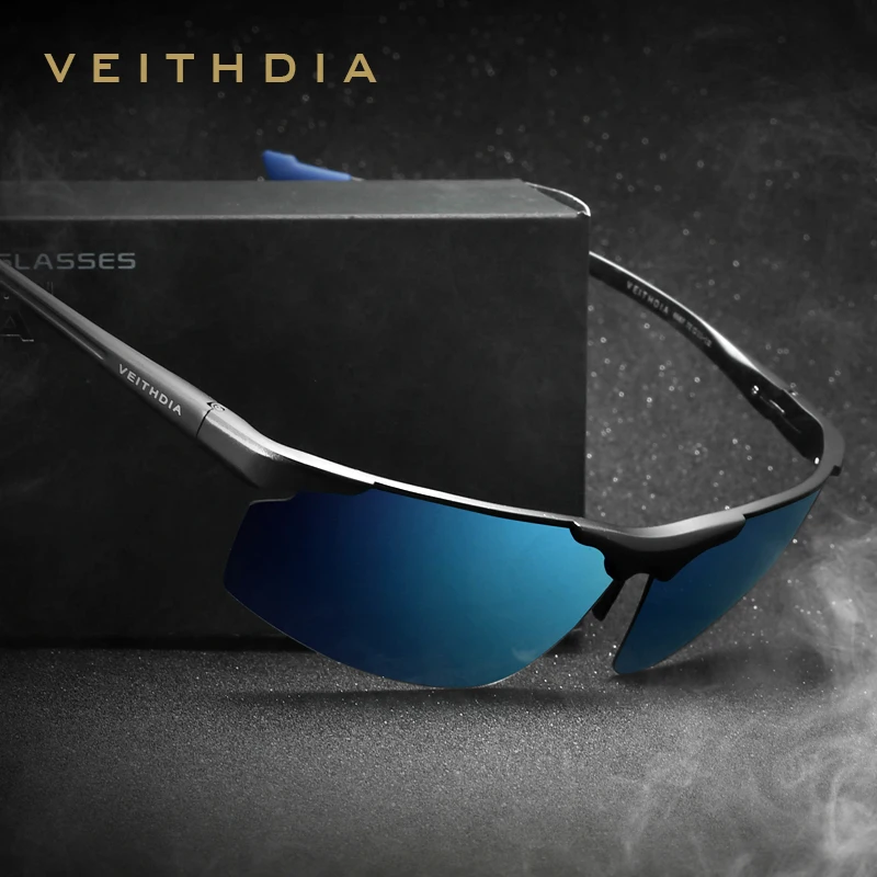 VEITHDIA 6587 новые 2023 модные дизайнерские спортивные полуоправа алюминиевые магниевые индивидуальные Мужские поляризационные солнцезащитные очки UV400