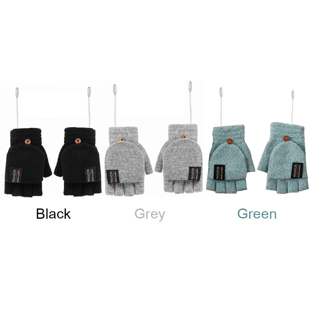 Cotton Cashmere Winter Skiing Knit Ladies Heated Women Hand Warmer Touch Screen Glove Knitted Fingerless Gloves Flip