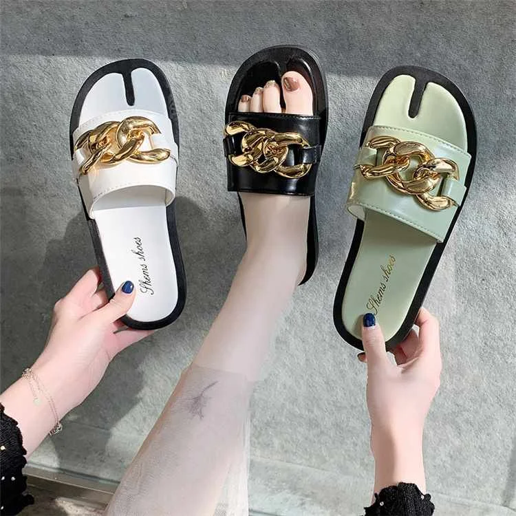 lazy flip flops women casual beach flip flops metal buckle summer INS sandals cheap Fashion women Slippers