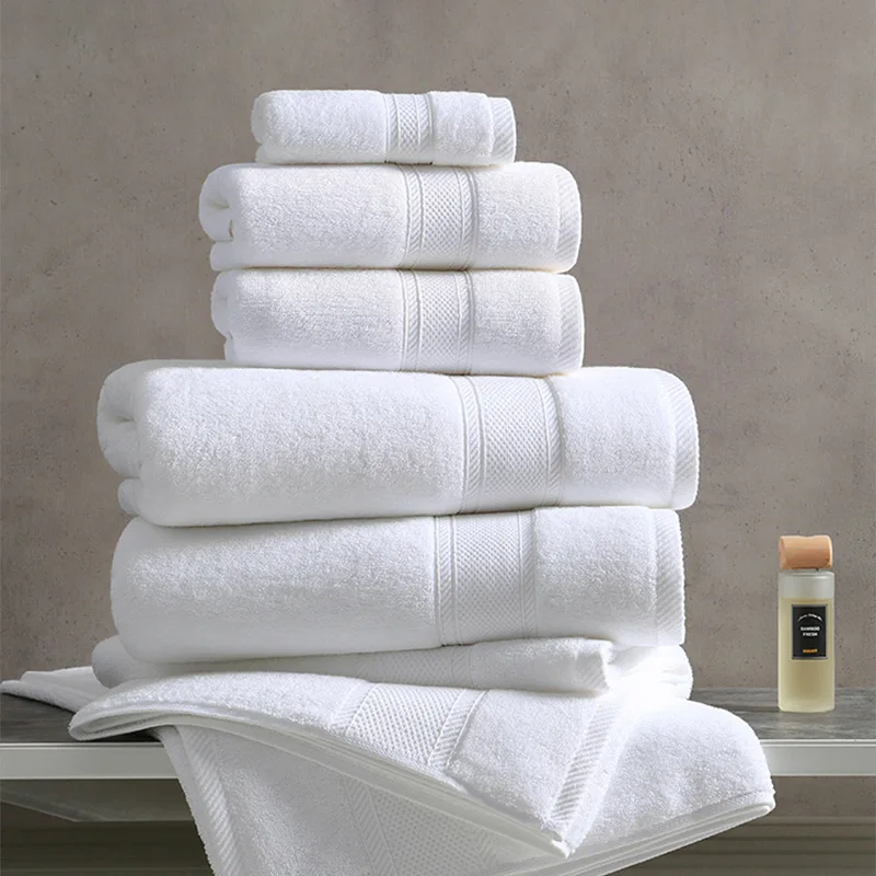 High quality 100% cotton 5-star bath towel China Factory Hotel white cotton towel