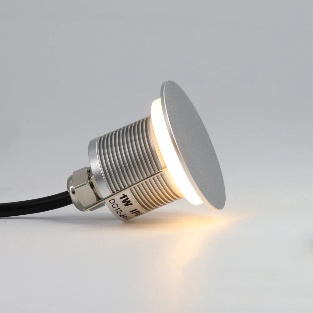 Acrylic underground 1W round foot lamp waterproof step lamp 12V24V embedded stair light buried wall lamp